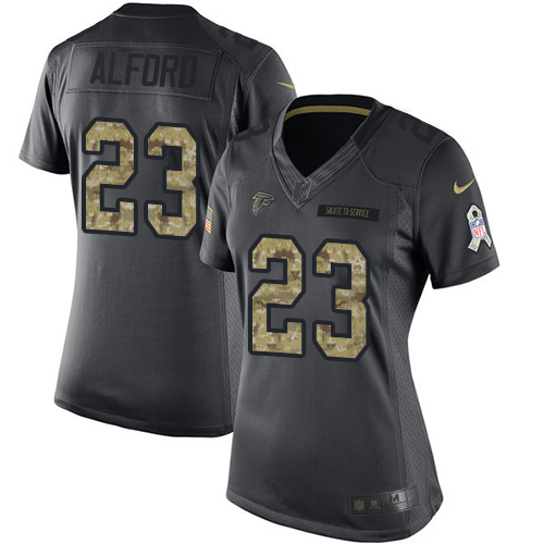 Nike Falcons #23 Robert Alford Black Women's Stitched NFL Limited 2016 Salute to Service Jersey